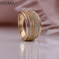 pataya new 585 rose gold color wedding luxury hollow rings natural zircon women rings engagement party unusual fashion jewelry