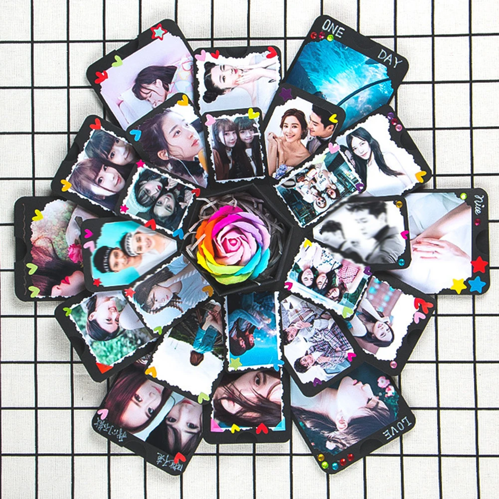 Шестигранный многослойный DIY памяти скрапбук фотоальбом коробка Валентина Свадебный Подарок