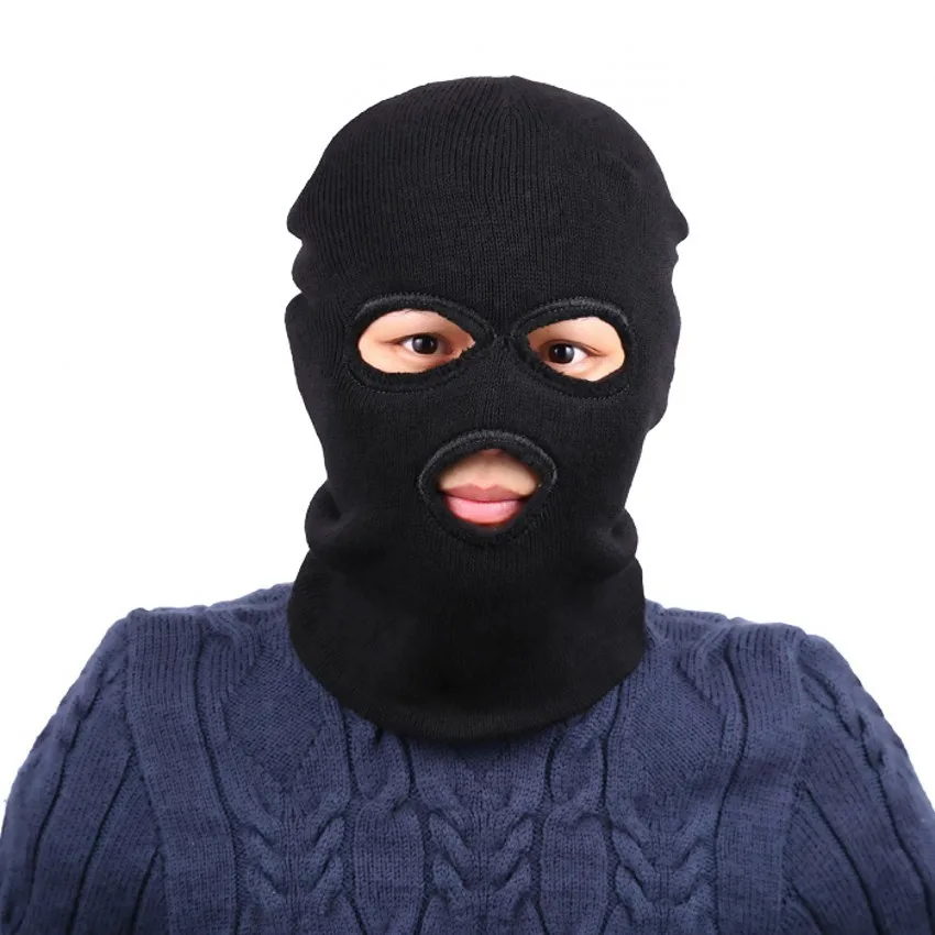 

3 Hole Knitted Full Face Cover Ski Neck Gaiter Winter Balaclava Warm Knit Beanie for Outdoor Sports for Men Women