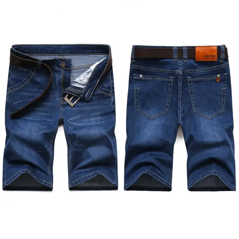 

Big Size 40 42 44 Summer New Men Business Denim Shorts Fashion Casual Stretch Slim Blue Thin Short Jeans Male