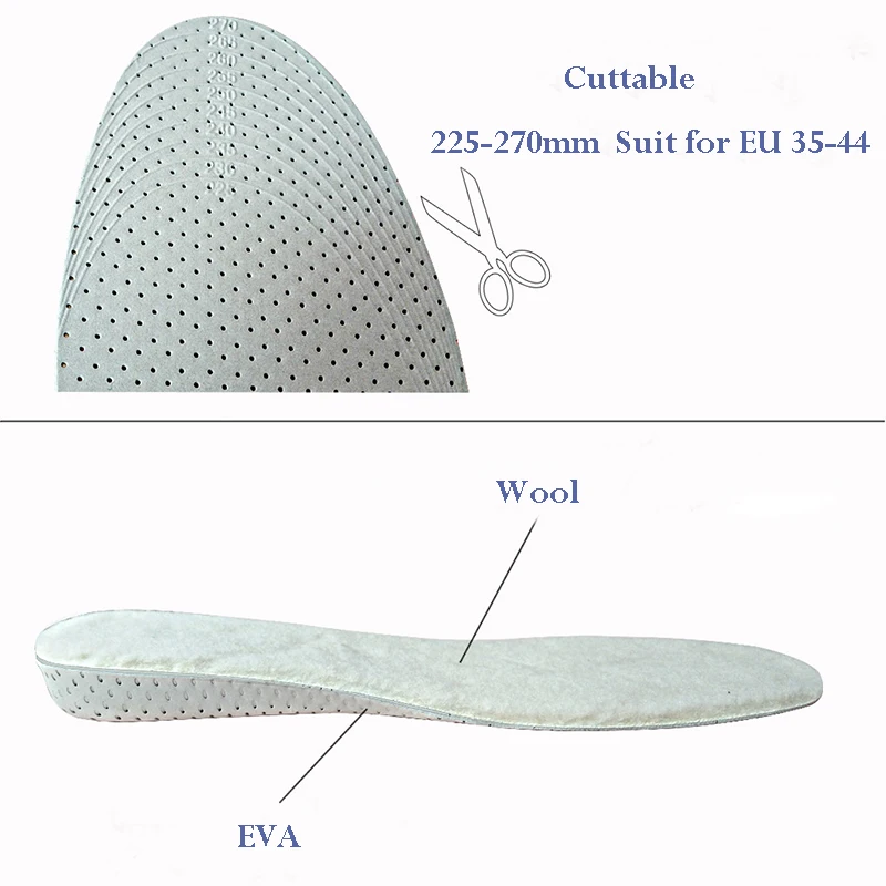 Стельки для увеличения роста зимние теплые шерстяные войлочные стельки из