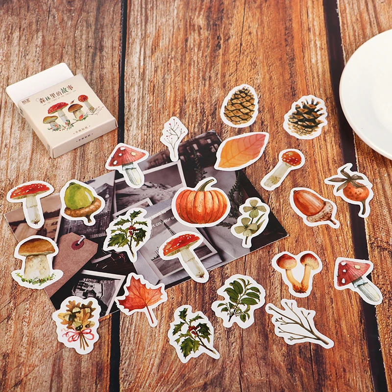 

46 Pcs Autumn of Forest Diary Sticker Kawaii Planner Cute Mushroom Maple leaf Scrapbooking Sticker School Supplies