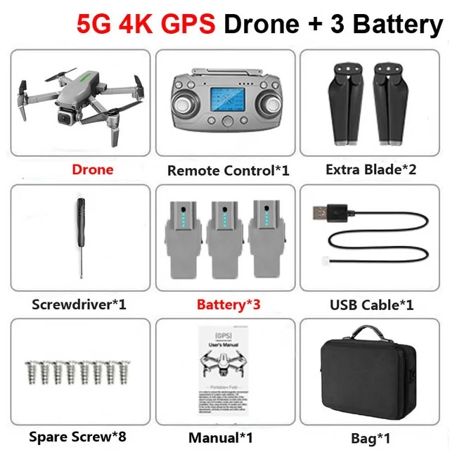 Bag 3battery Профессиональный бесщеточный gps-дрон с большим радиусом действия 4K камера 5G wifi 1 км 25 минут Квадрокоптер RC вертолет складной селфи Дрон игрушка - Цвет: Bag 3battery