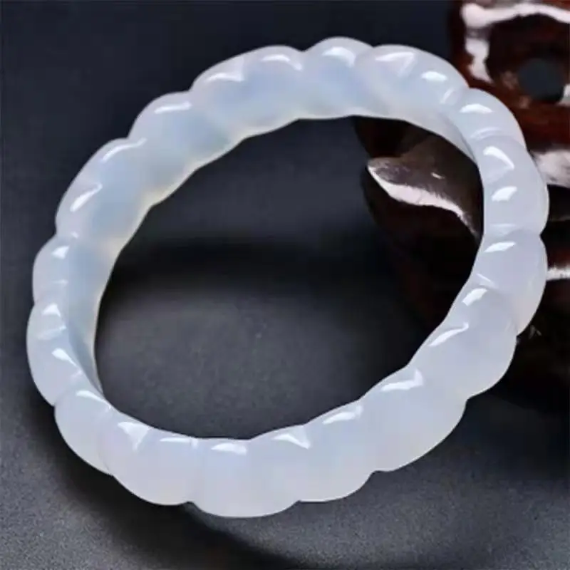 

Браслет из белого нефрита и натурального агата, ручная работа, Нефритовый камень, браслеты из натурального жадеита, модные ювелирные аксесс...