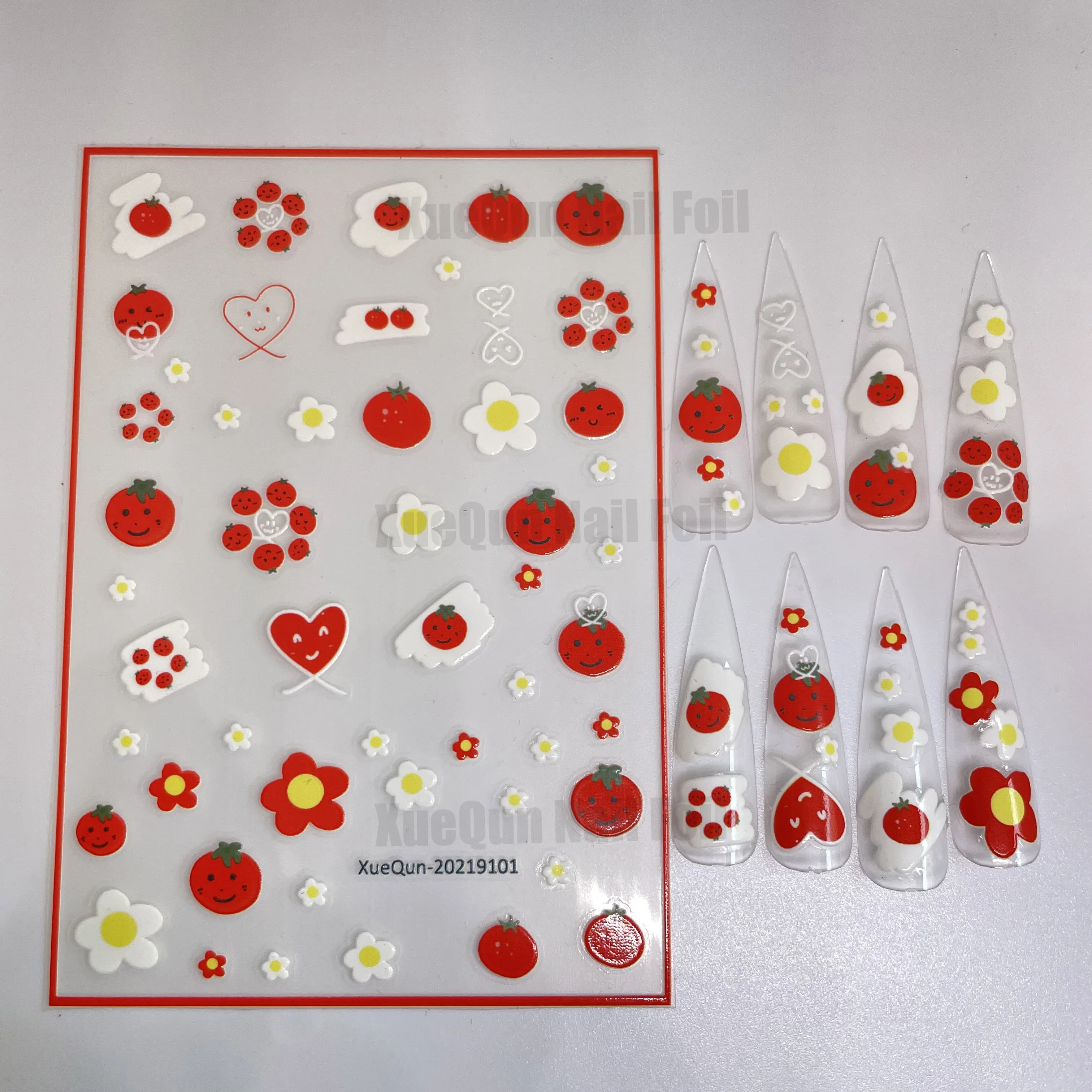 

5pcs XueQun-20219101 Tomato flowers Nail Sticker