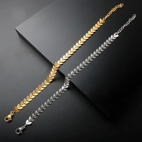 zmfashion heart leaf chain bracelets silver color gold color women men classic gold plated bangles unisex anklet jewelry gifts
