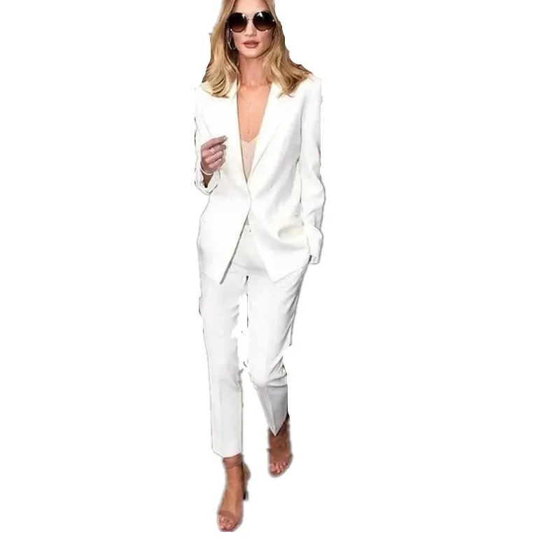 Индивидуальный костюм с белыми брюками женские деловые костюмы зимние Женская