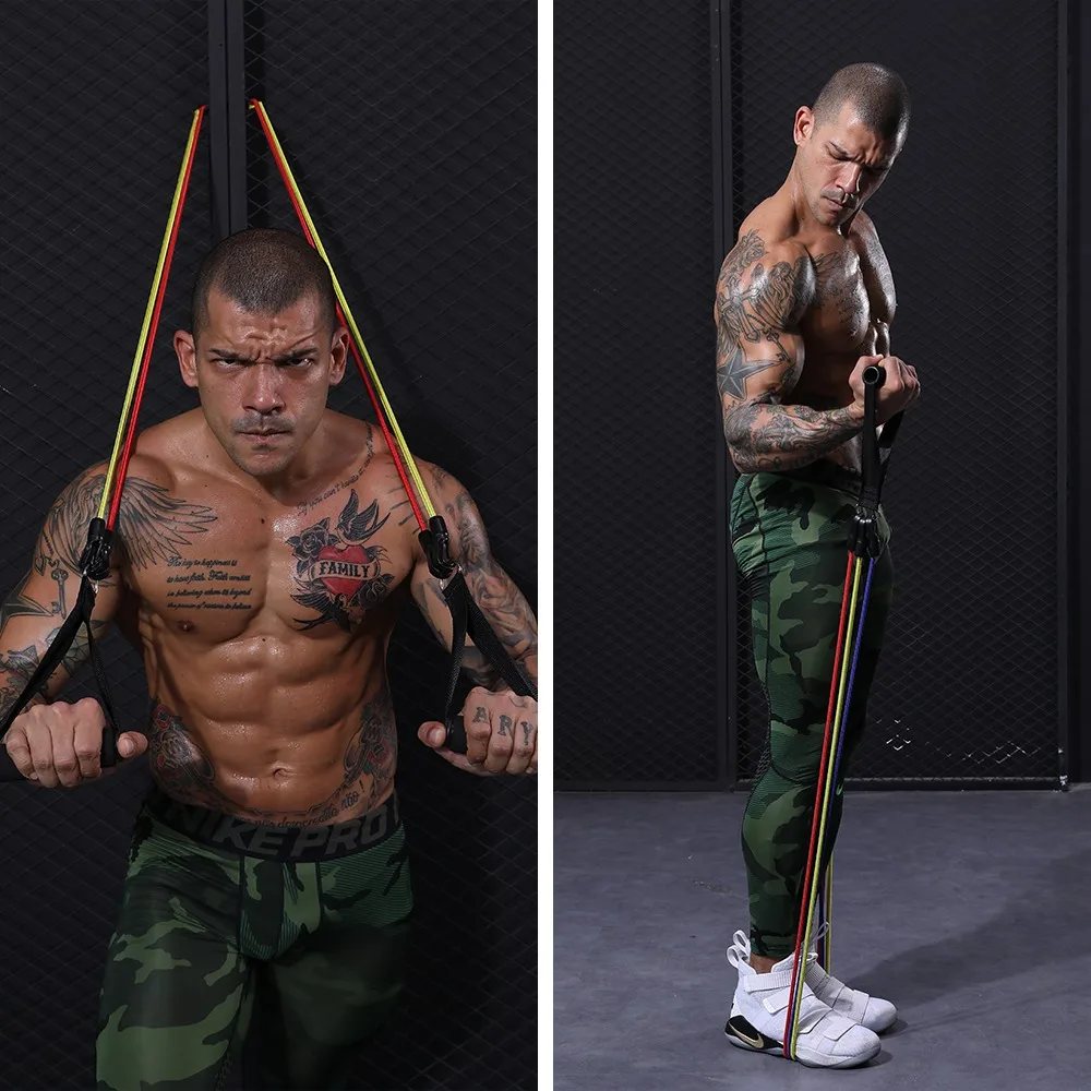 

11 Pcs/Set Fitness Latex Resistance Belt Set Yoga Fitness Gym Equipment Exercise Pull Rope Home Rubber Expander Elastic Bands