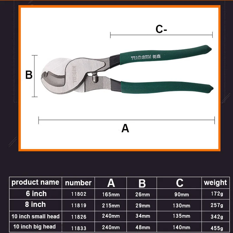 6/8/10-дюймовый электрический проводник для резки провода, пресс-клещи для обжима, снятие изоляции для электриков, многофункциональный ручной инструмент.