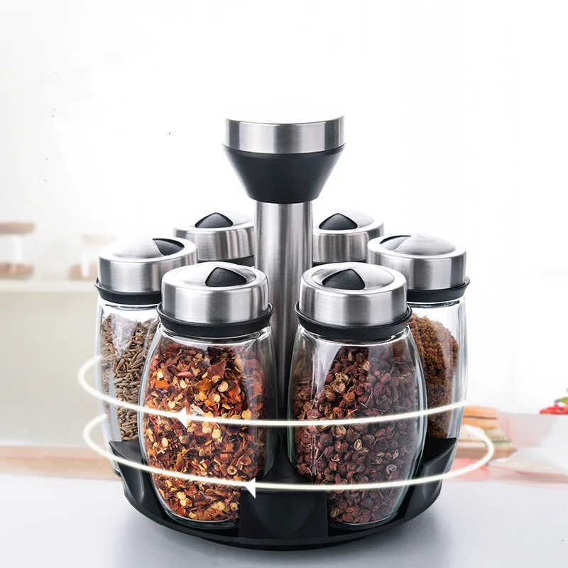 Стеклянная бутылка для хранения специй вращающаяся приправа коробка костюмов