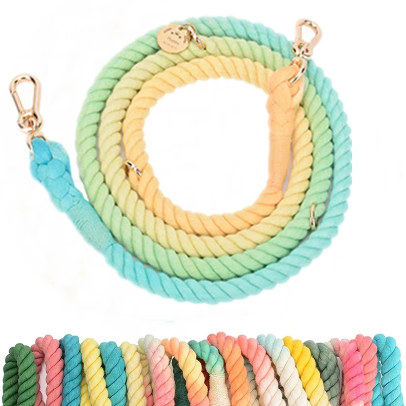 Градиентный цветной ошейник для собак поводки веревка металлическая цепочка