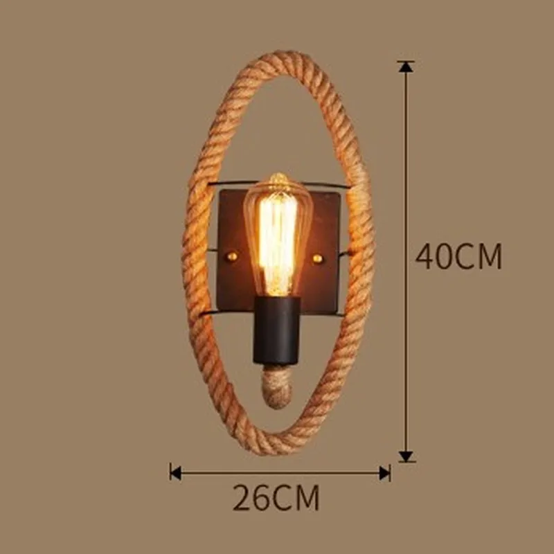 

American Retro Hemp Rope Wall Lamps Creative Personality Hemp Rope Wall Lamp Bedroom Restaurant Corridor Bar Cafe Decor Lighting