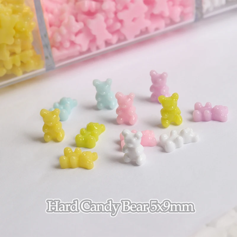 Стразы для ногтей 5x9 мм из смолы с милыми жесткими конфетными мишками и плоской