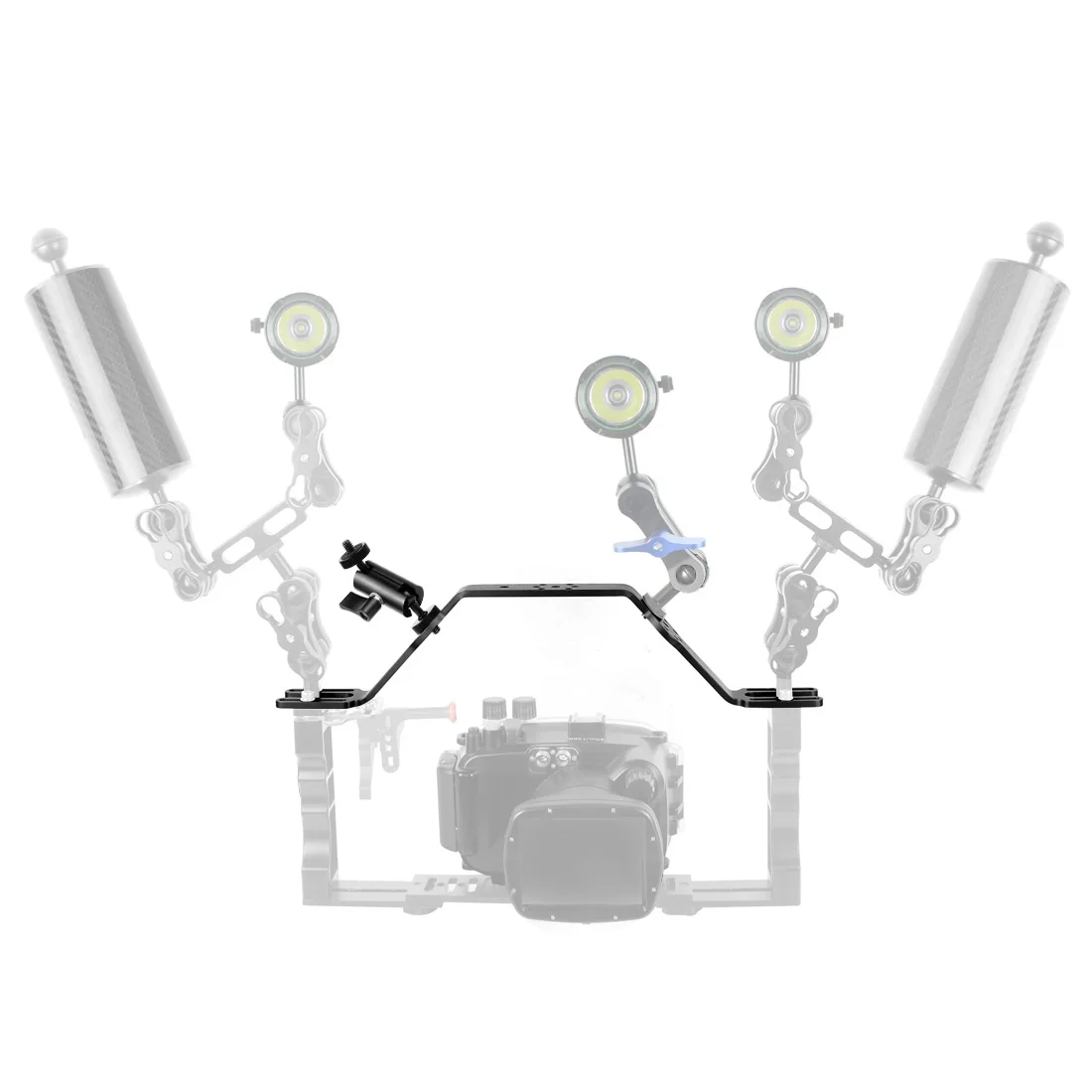 

BGNing Aluminum Alloy Dive Tray Dual Handle Grip Bracket with Magic Arm for Gopro max 8 Xiao yi EKEN for Osmo Action Camera