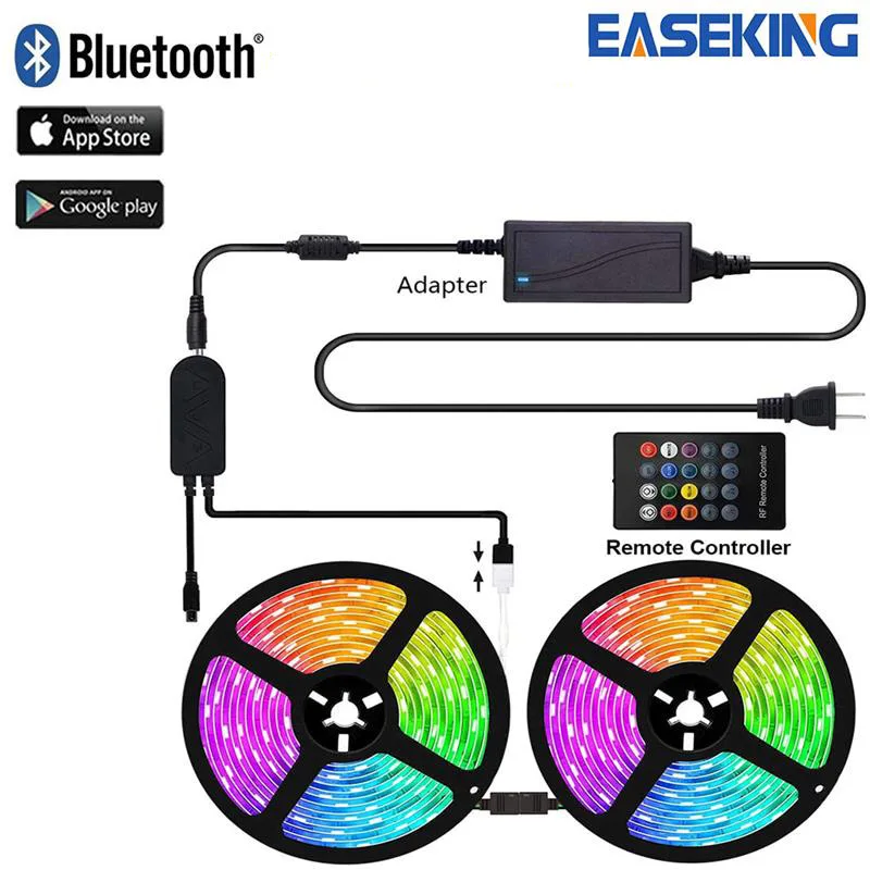 Bluetooth Управление Светодиодные ленты RGB 5050 гибкая 24 вольтовая 15 м/20 м светодиодный