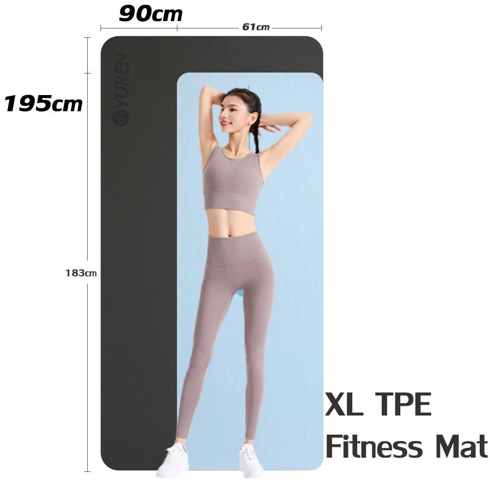 

Зала, занятий йогой, Фитнес коврик XL 195X90cm фирмы TPE маты спортивные длинные широкие для занятий пилатесом Аштанга кардио HIIT тренировки аморти...