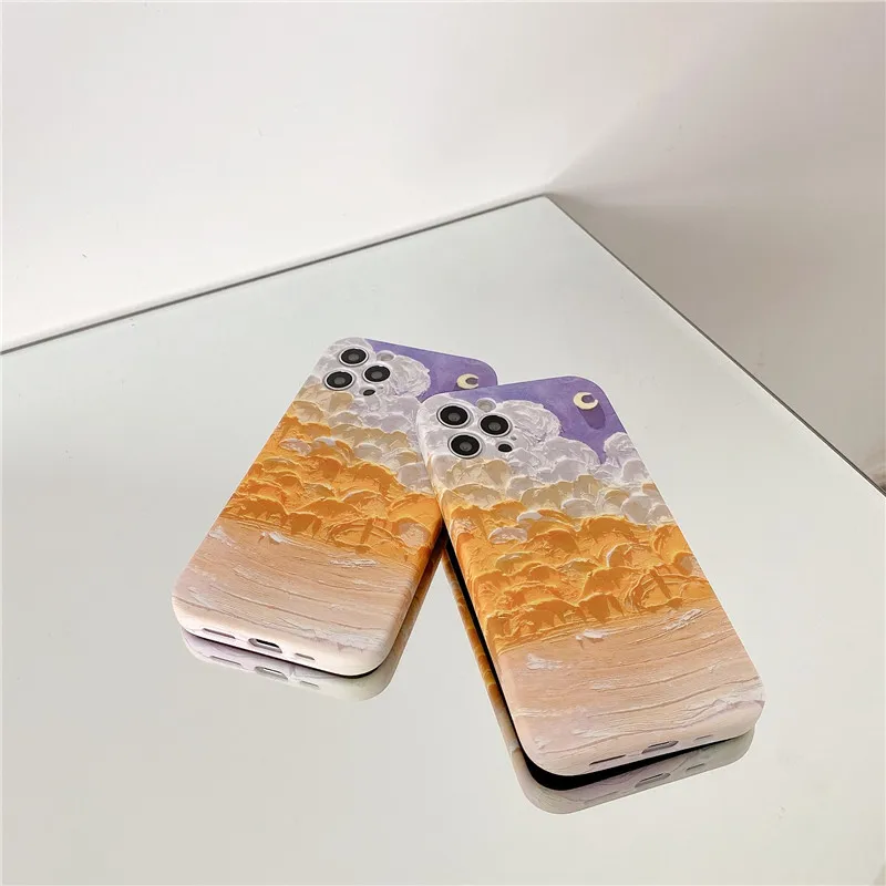 

Fantasy starry sky Moon painting phone Case for iphone 12 Mini 11 Pro MAX X XR XS MAX 7 8 Plus SE2020 soft silicone Back Cover