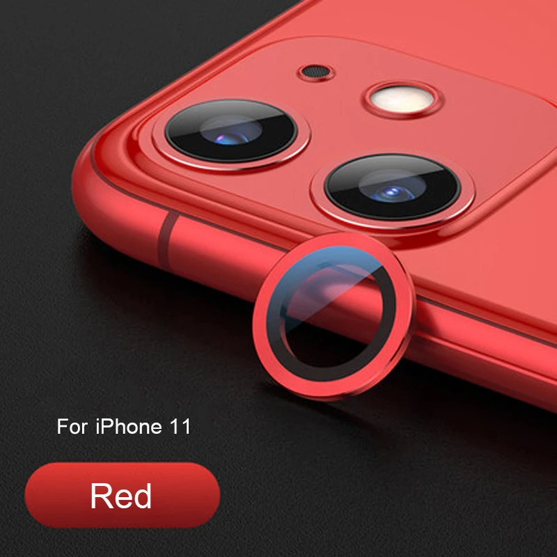 Красный Защитный чехол для камеры для iPhone 11 Pro Max 11Pro 11, чехол, стекло+ металлический задний объектив, защитное кольцо для экрана, крышка для iPhone11 11Pro - Цвет: Красный