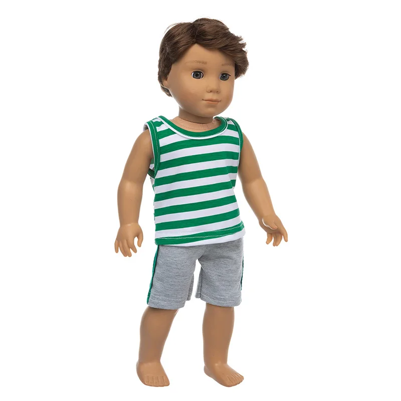 

Born New Baby Fit 17 inch 43cm Doll Clothes Doll American Boys Green and White Plaid Accessories For Baby Birthday Gift