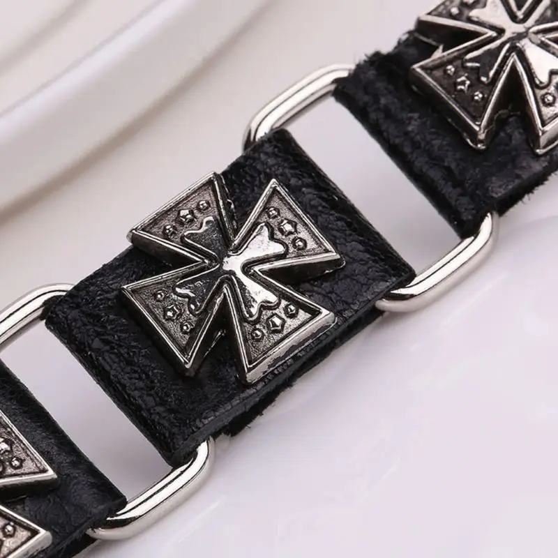 

Punk Leather Men Womens Cross Wrap Bracelet Wristband Bangle pulseira masculina Charm Cuff Jewelry -W128