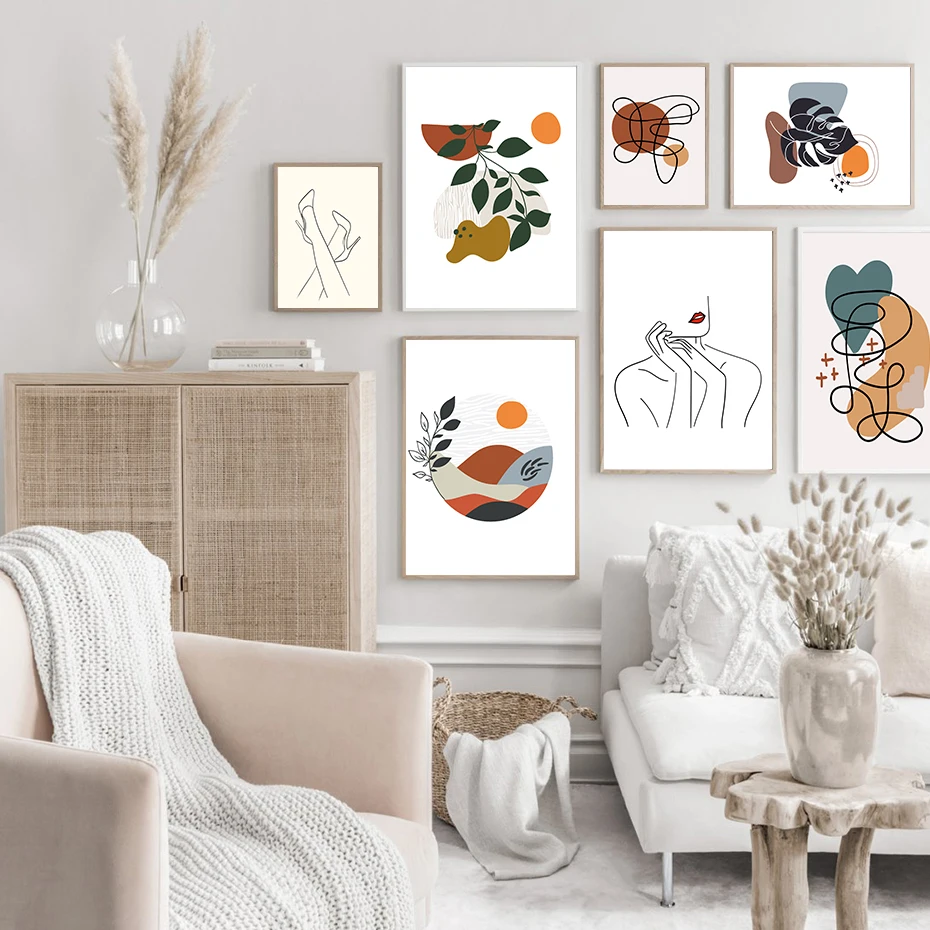 

Abstract Floral Girls Body Line Art Poster Boho Minimalist Style Wall Art Picture Print Canvas Painting Interior Home Decor