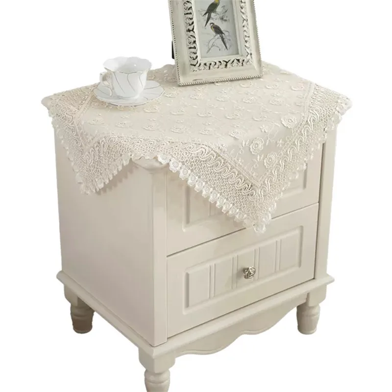 

European Flower Embroidery Lace Tablecloth Rectangular Table Bedside Table Cover Cloth Refrigerator Washing Machine Cover Towel4