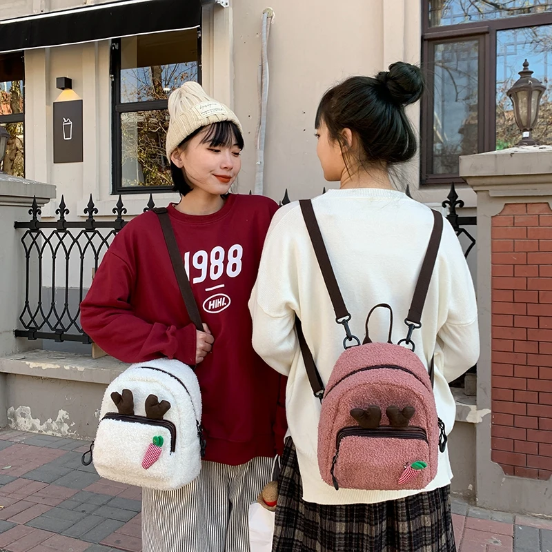 Милый рюкзак из искусственного меха женский зимний Мягкий Пушистый Плюшевый