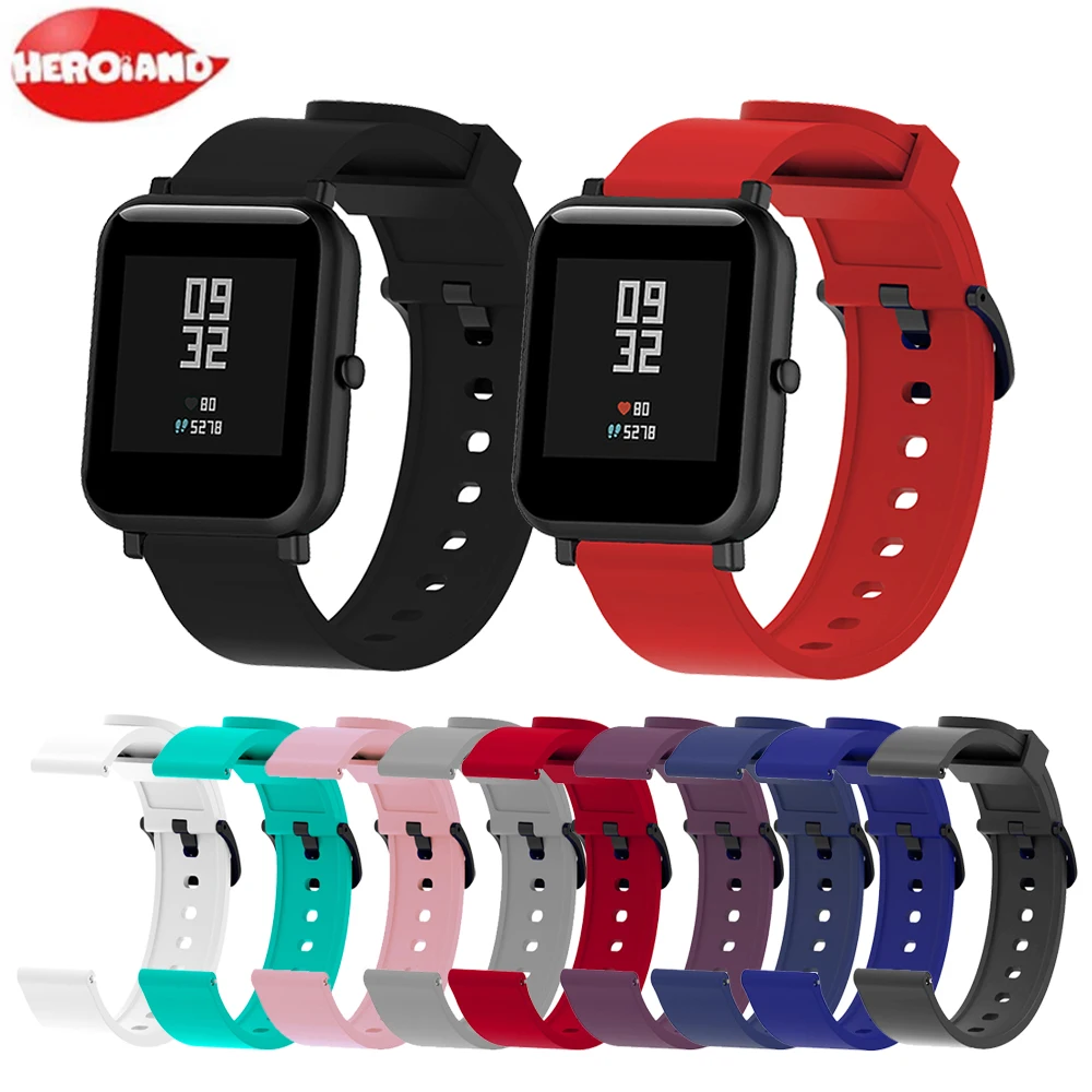 Ремешок силиконовый для Xiaomi Huami Amazfit Bip Youth Lite спортивный браслет 20 мм аксессуары