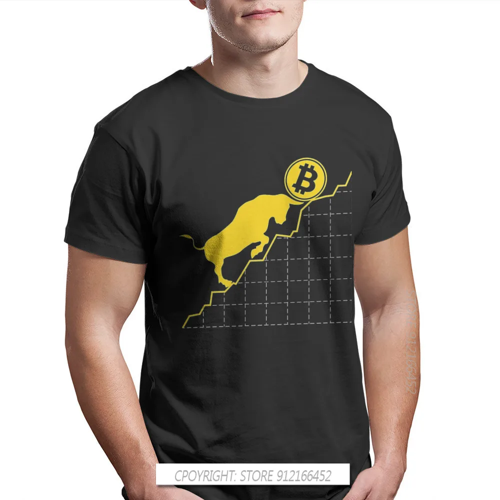 Bitcoin Sign Art Satoshi Nakamoto Bull And The Symbol Men T Shirt Top Plus Size 100% Cotton Tees Harajuku TShirt