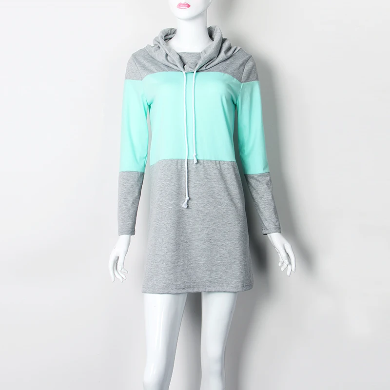 Повседневные толстовки женское платье водолазка свободное мини в стиле пэчворк