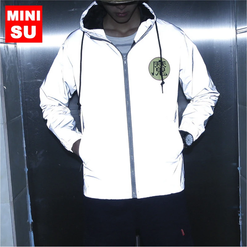 2019 Тренч Новый мужской светоотражающий жакет пальто водонепроницаемые мужские