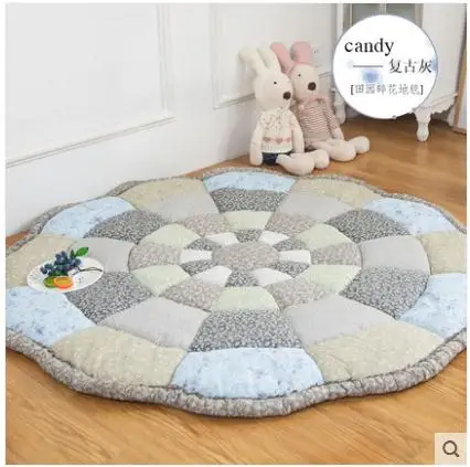 145cm Cotton Reversible Carpet,Pope Woven Carpet Woven Solid Color Round Rug Cushion Circular living Room Bedroom Rug - Цвет: Коричневый