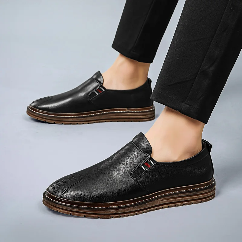 Туфли мужские из натуральной кожи Повседневная дышащая обувь на платформе