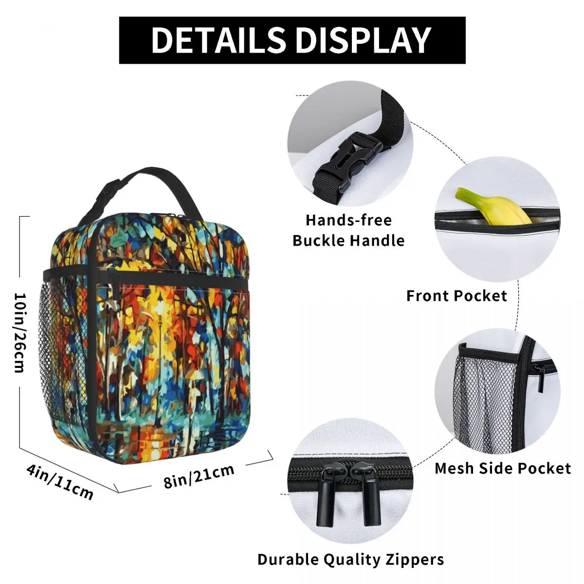 

Glowing Park Lunch Bag for Women Men Large Insulated Lunch Box with Water Bottle Holder and Pockets