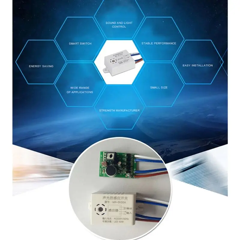 220V голосовое Управление светильник Сенсор интеллигентая (ый) Авто включения