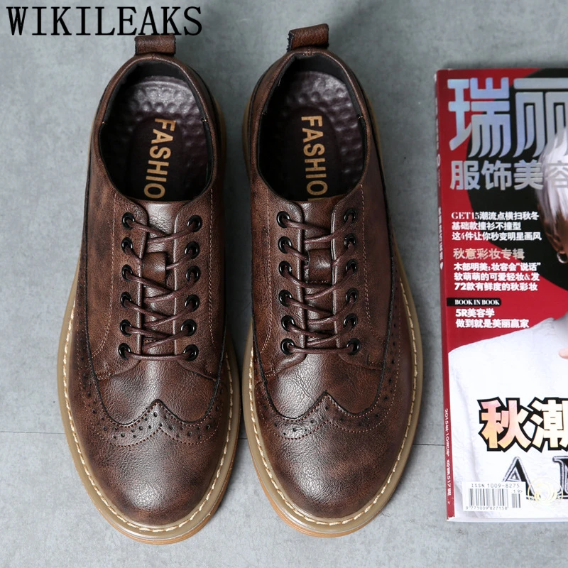 Туфли-Броги мужские летние повседневные кожаные | Обувь