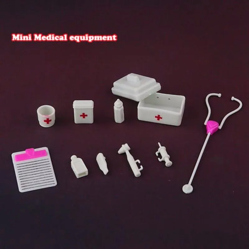

10 Pcs/Set Mini Plastic Simulation Medicine Box Pretend Doctor Toy Cute Physician Cosplay Suit Gift Barbie Doll Accessories