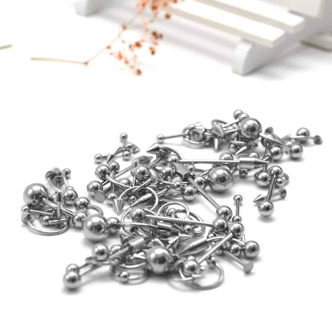 85 шт./лот кольцо для бровей из нержавеющей стали пупка в стиле панк носа набор