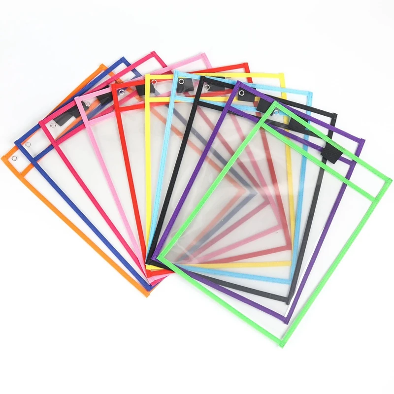 

30 PCS Reusable Dry-Erase Pockets Waterproof Pocket Transparent Write Drawing Board File Pocket for Teacher Student