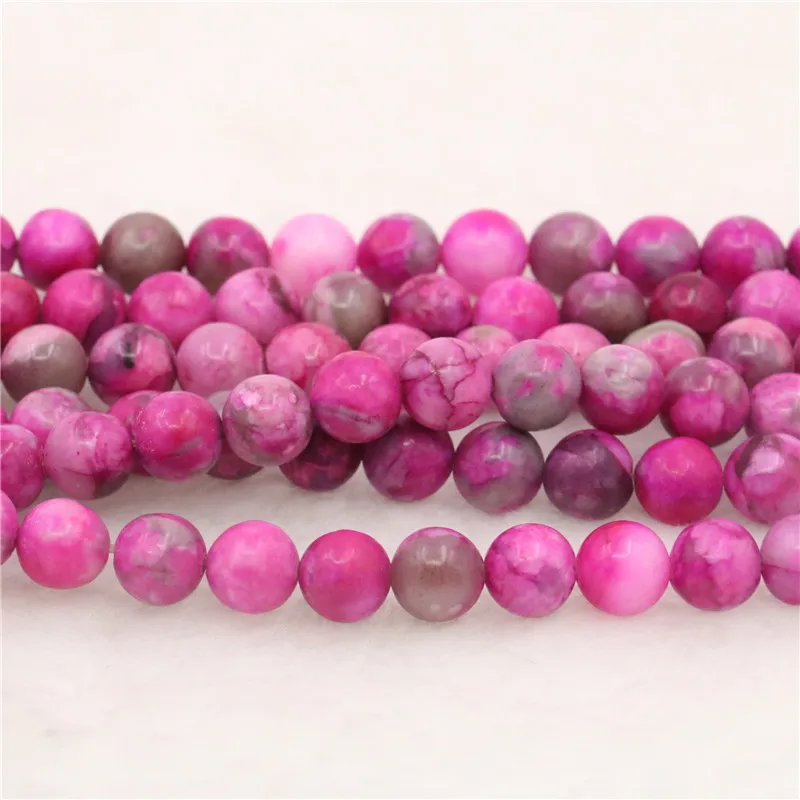Fashion Natural Stone Rose Red Crazy Agates Jades Round Loose 4/6/8/10/12mm Women's DIY Jewelry Making Free Shipping 15inch Y521 |