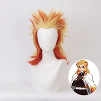 anime demon slayer cosplay wig high temperature material rengoku kyoujurou yellow red short hair carnival dress up wig