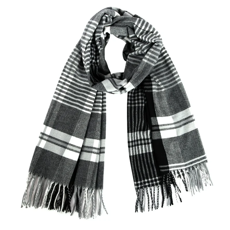 Белый FOXMOTHER, новинка, Foulard Femme, кашемировые шарфы с кисточками, шотландская шаль, зимний шарф, Женский клетчатый шарф, Женский Мужской пашмины - Цвет: Белый