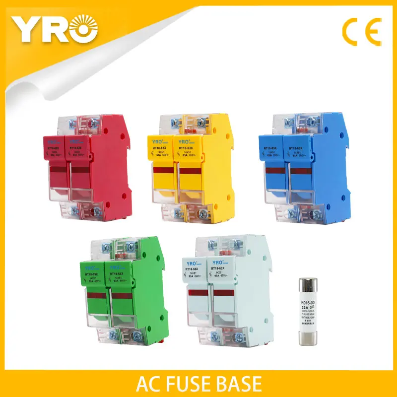 

AC 1Sets 2P Colorful Fuse Base 690V With 14x51MM Fast Blow Ceramic Fuse Core 32A 40A 50A 63A RO16