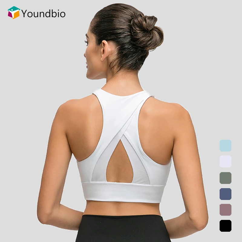 

YOUNDBIO 2021 Shockproof Yoga Sports Bra Fitness Women's Tube Top Gym Push Up Backless Underwear Female Summer White Crop Tops