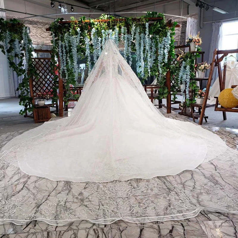 HTL817 роскошное свадебное платье с длинным рукавом v-образным вырезом аппликацией