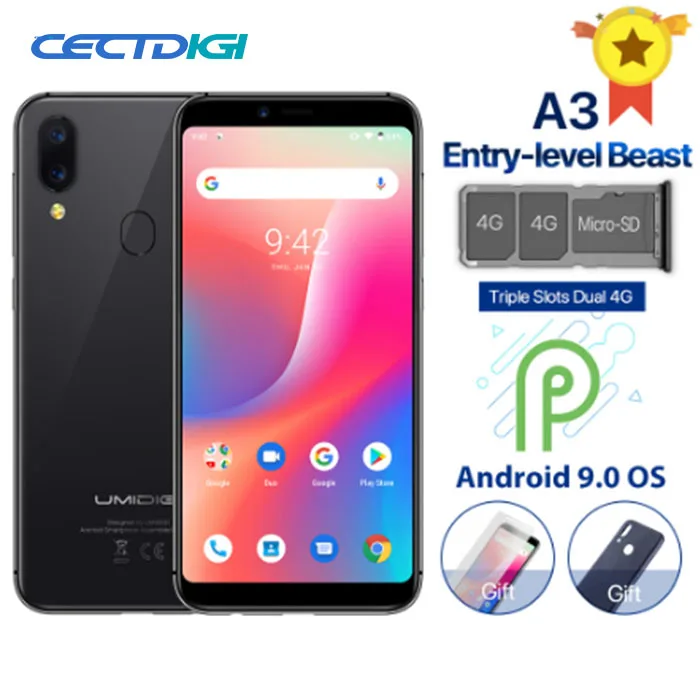 UMIDIGI A3 Смартфон с 5 дюймовым дисплеем четырёхъядерным процессором ОЗУ 2 Гб ПЗУ 16 12