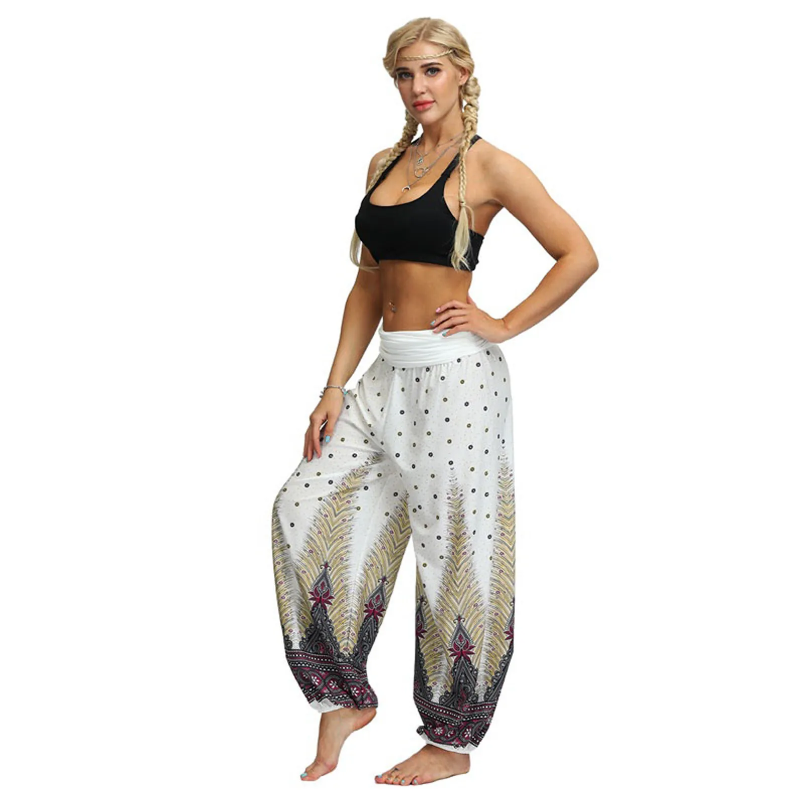 

Women'S Pants Casual Loose Trousers Baggy Vintage Boho Aladdin Joggers Wide Pants Modis Streetwear pantalon femme sweatpant New