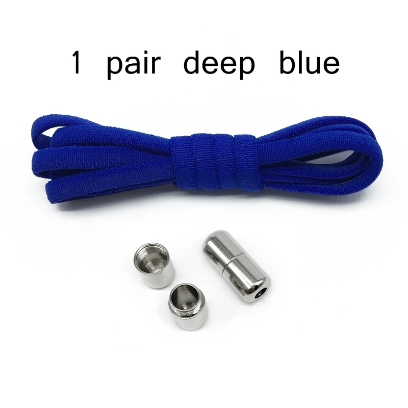 Deepblue shoelace 1 пара металлических замков шнурки без завязок растягиваются ленивые круглые туфли кружевные шнурки без шнуровки эластичные шнурки 10 цветов - Цвет: Deepblue shoelace
