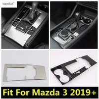 central control front water cup holder gear panel cover trim for mazda 3 2019 2022 abs stainless steel interior accessories