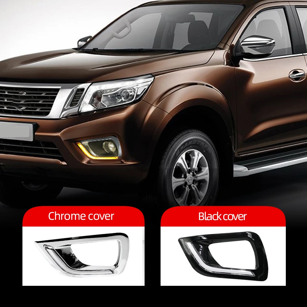 Дневные ходовые огни CSGJMY дневные с желтым указателем поворота для Nissan Navara NP300 2015